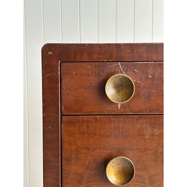 Brown Vintage Norman Bel Geddes for Simmons Steel Chest of Drawers With Brass Pulls, C. 1930s For Sale - Image 8 of 18