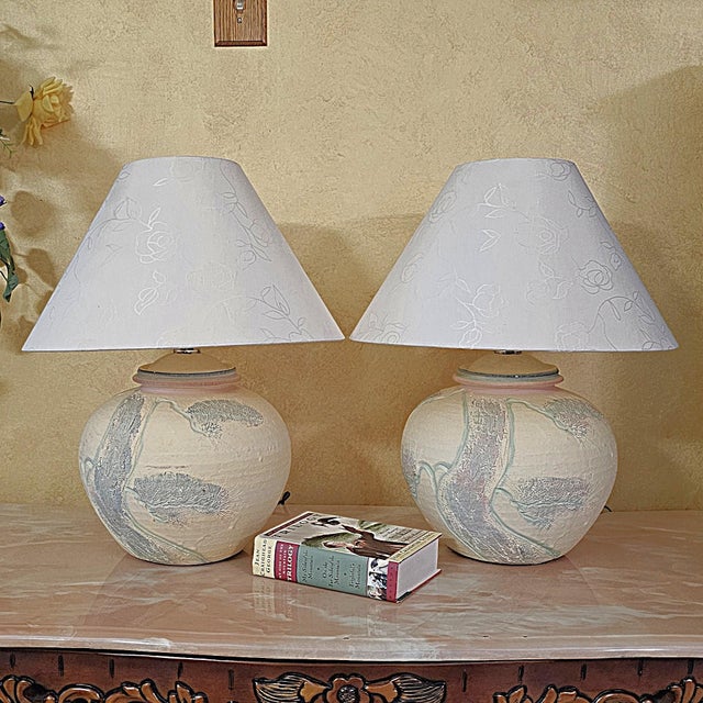 Vintage 1980s Postmodern Sculptural Ceramic Table Lamps – a Pair For Sale - Image 18 of 18