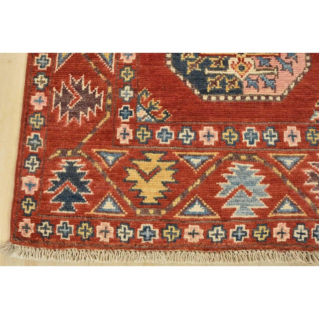 Kazak Runner 2’6” X 9’10” Red Wool Tribal Hand-Knotted Oriental Rug For Sale - Image 9 of 12
