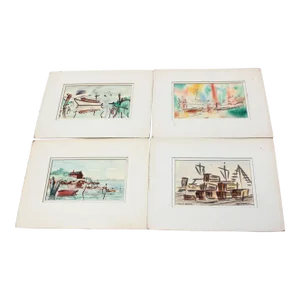 Collection of Boat Watercolors by Stanley C. Brodey