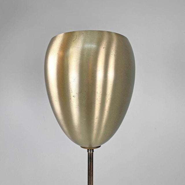 Mid-Century Modern Steel Floor Lamp with Black Round Base, Italy, 1950s For Sale - Image 6 of 16