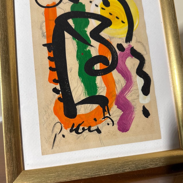 Abstract 1970s Peter Robert Keil Original Painting Abstract Miro Style Modern Art Signed Framed For Sale - Image 3 of 6
