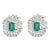 Emerald Encompassed With Diamonds Floral Stud Earrings - 2 Pieces For Sale