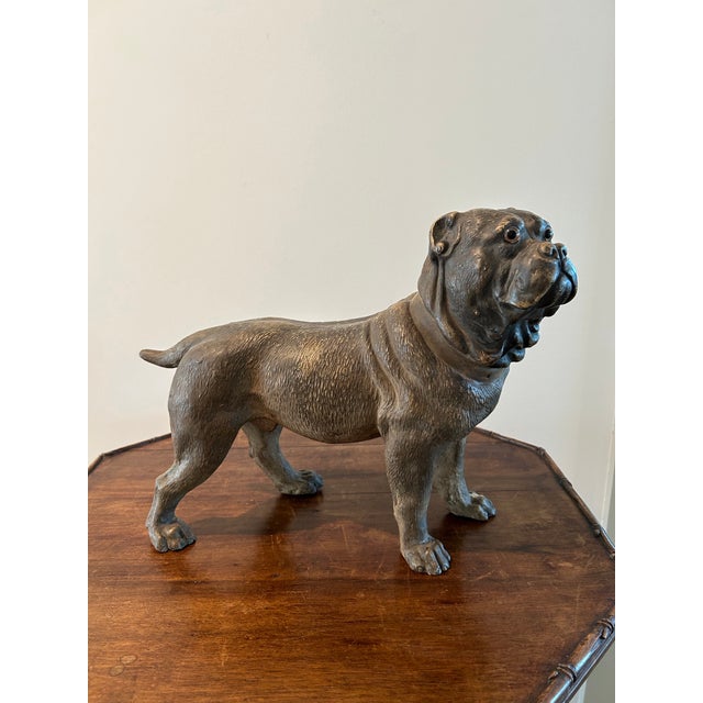 Vintage Staffordshire Terrier-Style Standing Dog Sculpture – Bronzed Finish – Restorations Dimensions 12.5” H × 6.5” W × 18” L For Sale - Image 4 of 8
