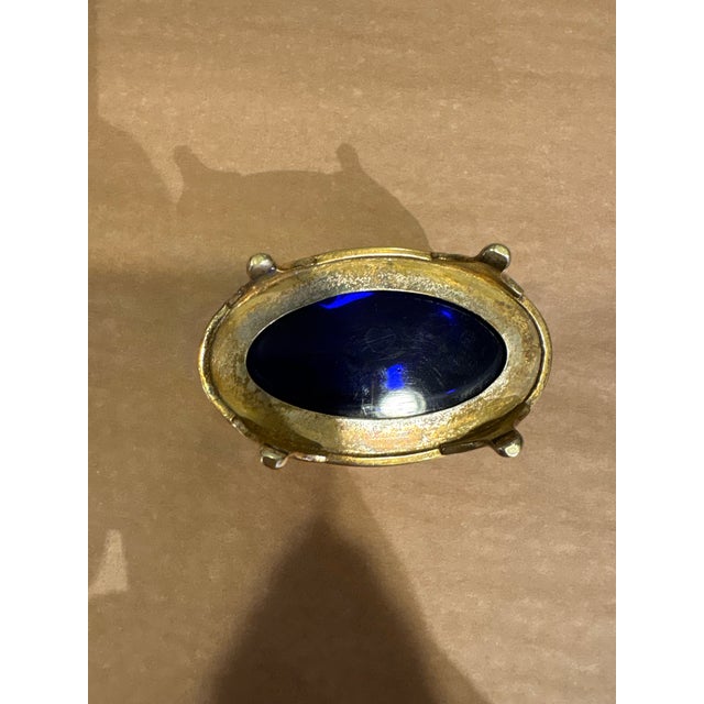 Early 20th Century Antique Salt Cellar With Cobalt Glass For Sale - Image 5 of 7