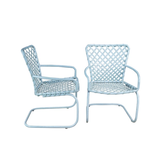 Mid-Century Modern Mid 20th Century Brown Jordan Mid Century Modern Tubular Tamiami Patio Armchairs Table Set For Sale - Image 3 of 14