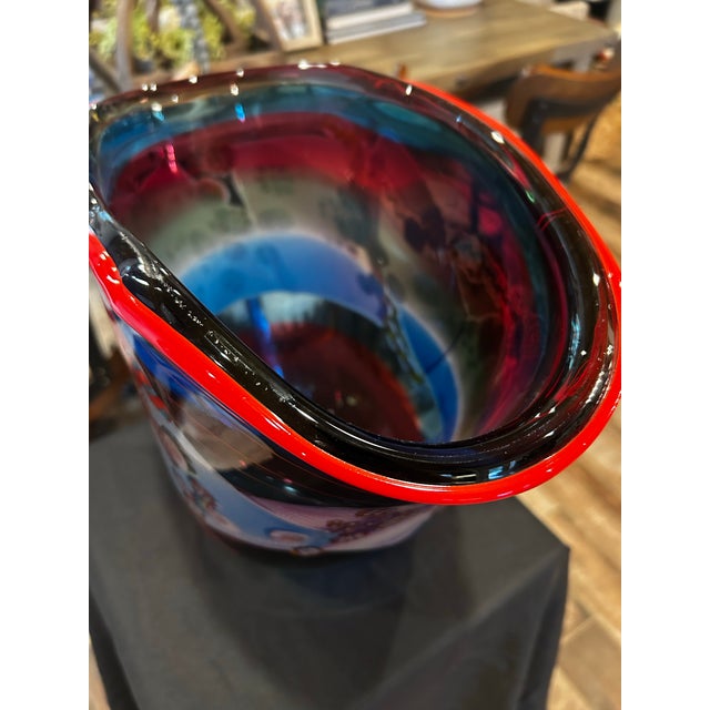 1980s 1980s Wes Hunting Glass Art Vase For Sale - Image 5 of 8