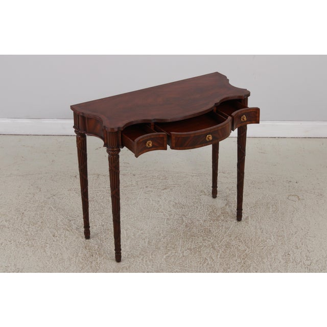1990s Maitland Smith Flame Mahogany Federal Style Console Table For Sale - Image 5 of 17