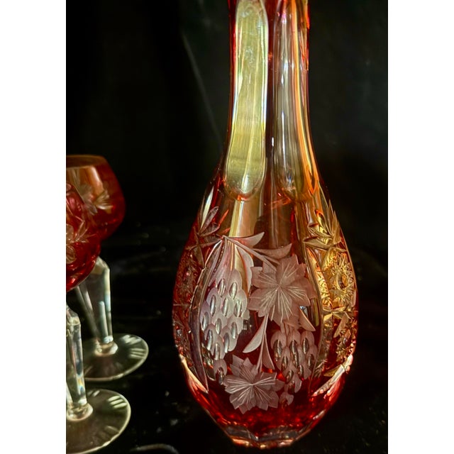 Burgundy Small Nachtmann Traube Cranberry Brandy Decanter Set - 7 pcs For Sale - Image 8 of 12