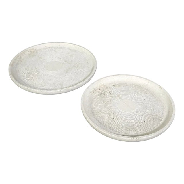 Flat Travertine Centerpiece Trays, 1970s, Set of 2 For Sale