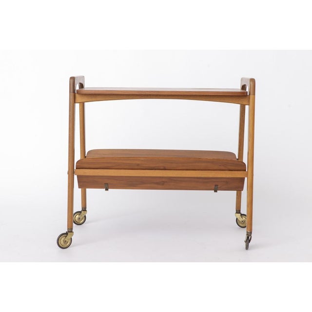 1960s Mid-Century Modern Serving Bar Cart in Teak and Beech, German, 1960s For Sale - Image 5 of 12