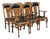 Antique Victorian Set of Six Tiger Oak Dining Chairs Leather Seats & Headrests For Sale