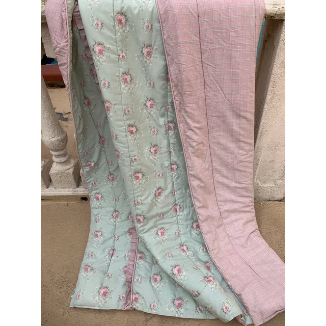 French Country Vintage Laura Ashley Rosemoor Ruffles Twin Comforter Cover, Pink Roses Rosebuds For Sale - Image 3 of 12