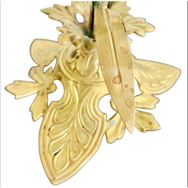 French 19th Century Antique Brass Altar Candelabra, Set of 3 For Sale - Image 11 of 12