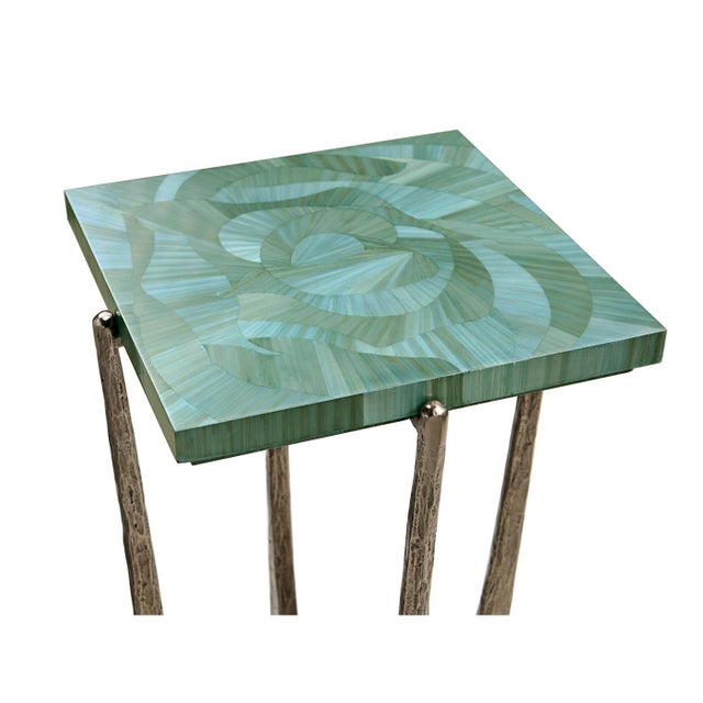 Metal Aqua Mist Square Accent Table For Sale - Image 7 of 9