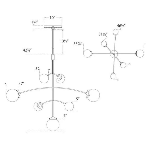 Modern Kate Spade New York for Visual Comfort Signature Prescott Large Mobile Chandelier in Soft Brass with White Glass For Sale - Image 3 of 3