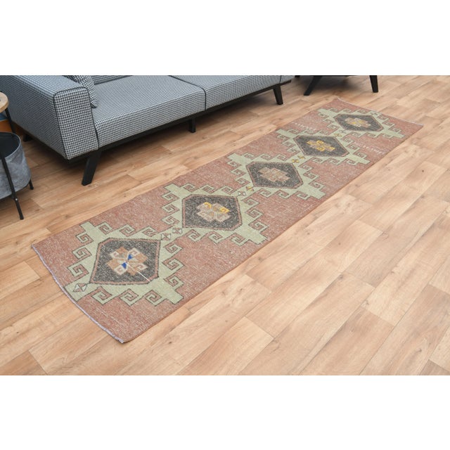 Orange 1970s Turkish Oushak Handmade Wool Cotton Orange Runner Rug For Sale - Image 8 of 11