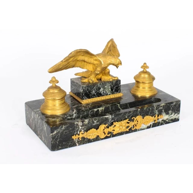 Antique French Ormolu & Marble Double Encrier Inkstand, 19th Century For Sale - Image 12 of 13