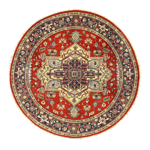 Pasargad DC Rust Fine Hand-Knotted Round Serapi Design Rug