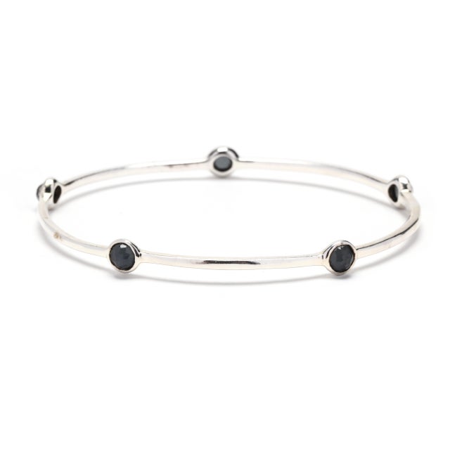 Modern Ippolita Rock Candy Hematite 5 Stone Bangle Bracelet, Sterling Silver For Sale - Image 3 of 5