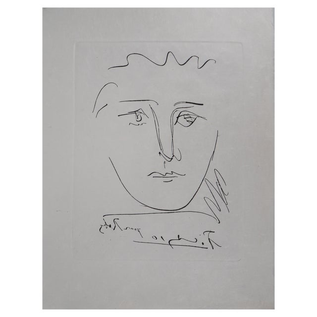 After Pablo Picasso, Face for Roby, 1950, Engraving For Sale