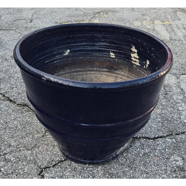 Moroccan Large Moroccan Cobalt Blue Pottery Planter For Sale - Image 3 of 5