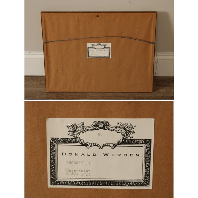 Donald Werden (American, 1921- 1991) 'Phoenix II' Abstract Watercolor Painting For Sale - Image 12 of 12