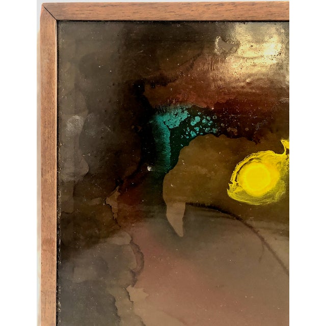 Abstract in Amber and Black, by Malaysian-American Artist Lemmy (1940-1987) For Sale - Image 4 of 9