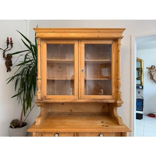 Brown Antique Gründerzeit Kitchen Cupboard in Softwood, 1890s For Sale - Image 8 of 17