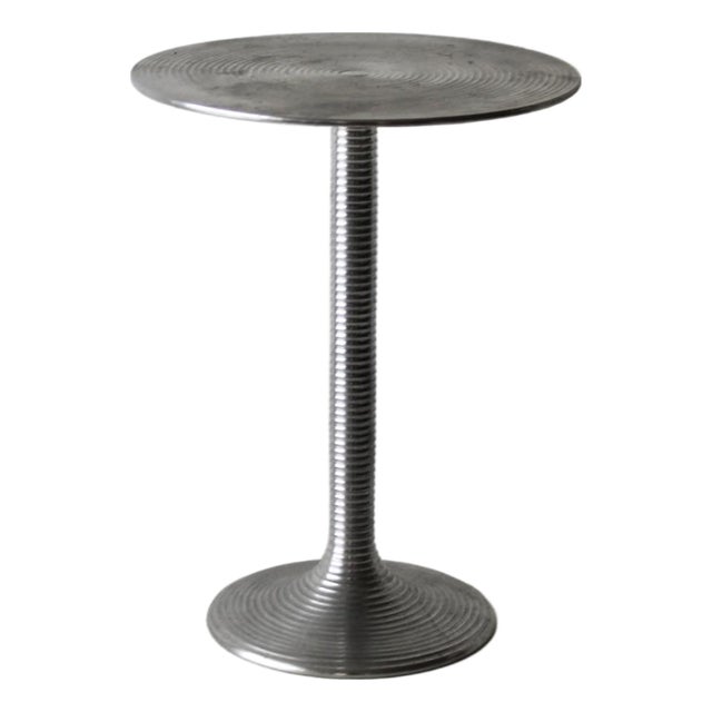 Italian Tulip Style Alu Nickel Side Table Vintage For Sale