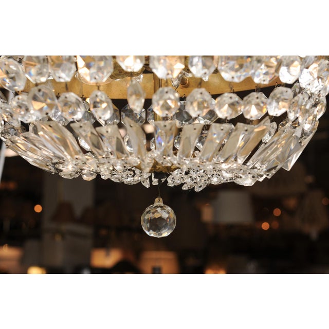 French Empire Crystal Basket Chandelier, Gilt Bronze, Early 20th C. For Sale In Atlanta - Image 6 of 9