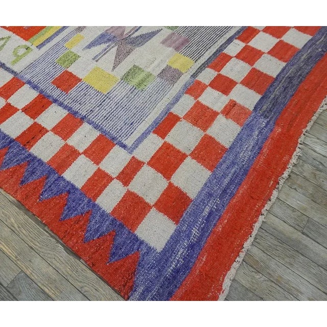 1900s Purple Lavender Antique Mexico Navajo Rio Grande Carpet 5' X8'7" Flatweave Wool Rug For Sale In New York - Image 6 of 15