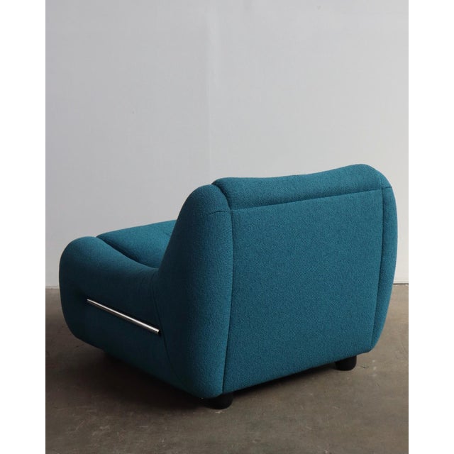 1970s Italian Tubular Lounge Chairs in Blue Bouclé — A Pair For Sale In Los Angeles - Image 6 of 12