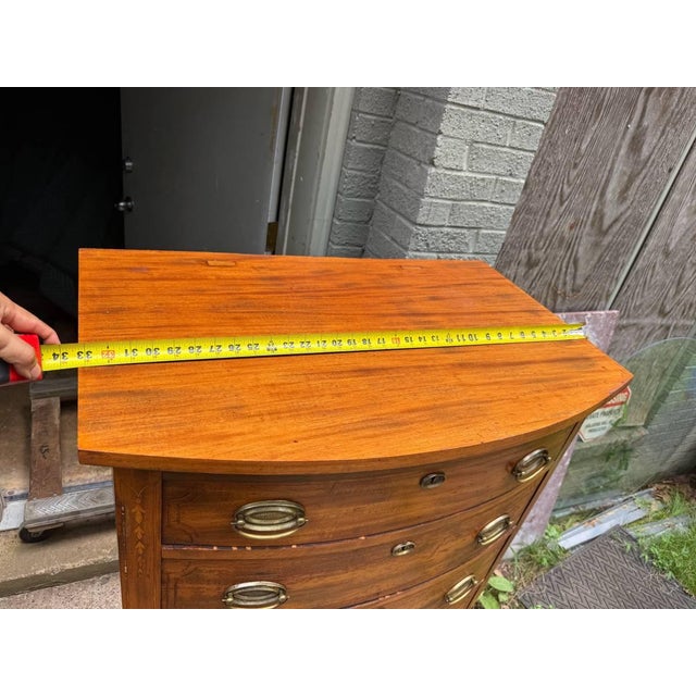 Early 20th Century Regency Style Tall Boy Bow Front Chest of Drawers For Sale - Image 12 of 14