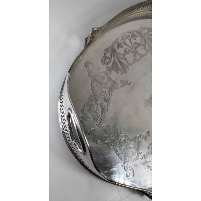 20th Century American Silverplate Cocktail Serving Tray With Gallery, Lawrence B. Smith Co. Boston For Sale - Image 11 of 15