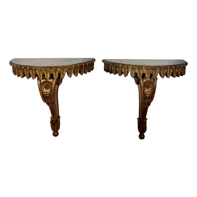 20th Century Italian Polychromed Wall Pedestals, 1950, Set of 2 For Sale