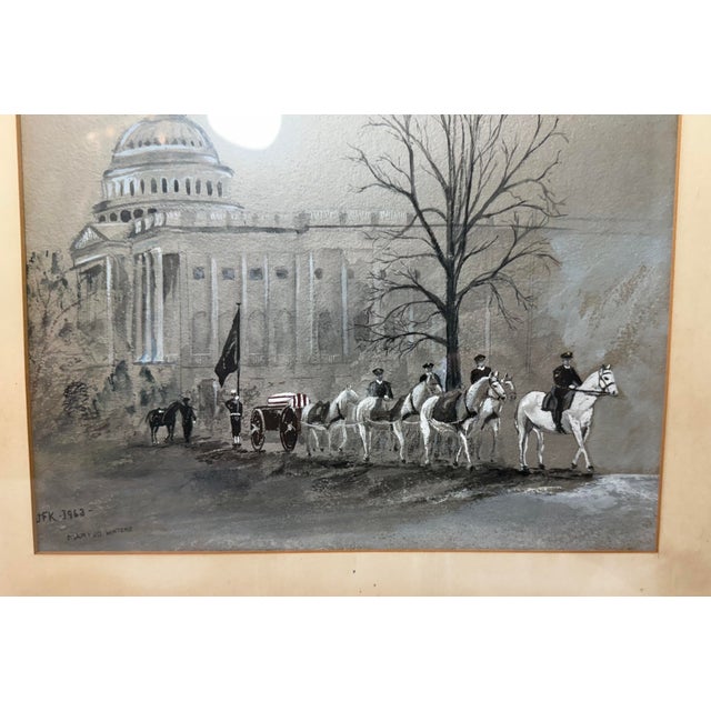 Realism Vintage Original 1963 Mary Jo Waters JFK Presidential Funeral Acrylic Painting For Sale - Image 3 of 13