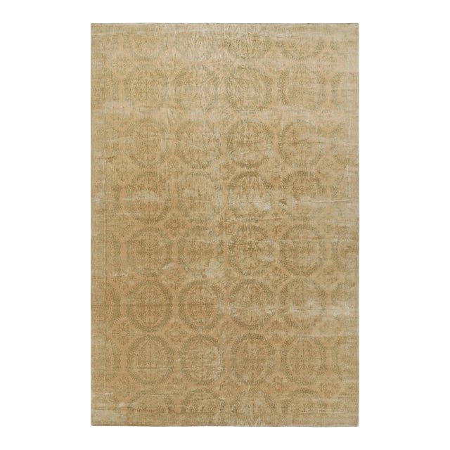 Rug & Kilim’s European Style Rug in Gold With Floral Medallions “Catana” For Sale