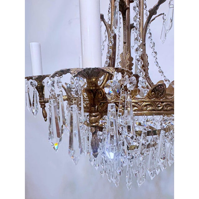 Vintage Brass Empire Style Chandelier For Sale - Image 4 of 11