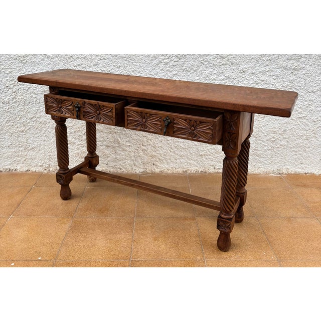 Spanish Castilian Console with Drawers and Turned Legs, 1890s For Sale - Image 9 of 15
