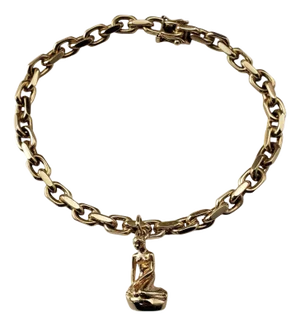 Late 20th Century 14 Karat Yellow Gold Denmark Little Mermaid Charm Link Bracelet