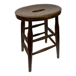 19th Century Elmwood Tavern Stool For Sale