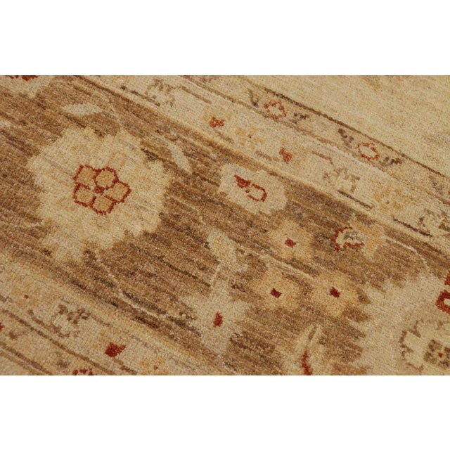 Shabby Chic Ziegler Beige Brown Hand-Knotted Wool Rug-9'0'' X 11'9'' For Sale In New York - Image 6 of 8