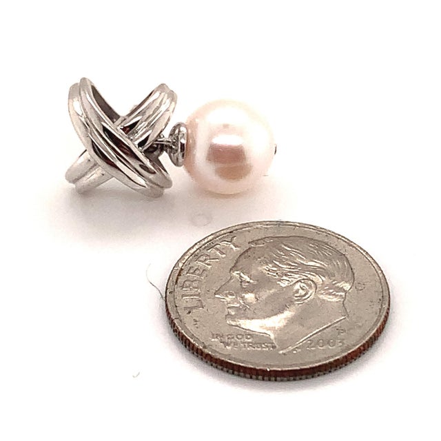 2010s Akoya Pearl Dangle Earrings 14k Gold Certified For Sale - Image 5 of 12