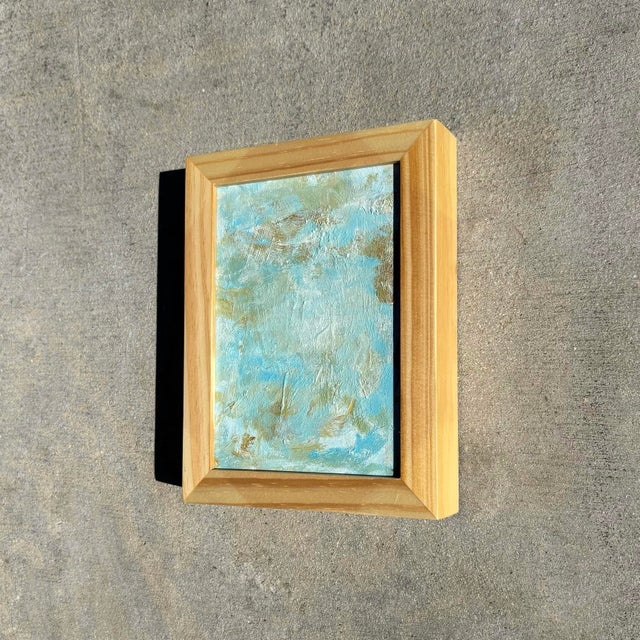 Late 20th Century Vintage Boho Miniature Abstract Painting in Wood Frame For Sale - Image 5 of 7