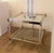 Vintage chrome, lucite and glass square side table with brass and chrome accents, attributed to Maison Jansen. France,...