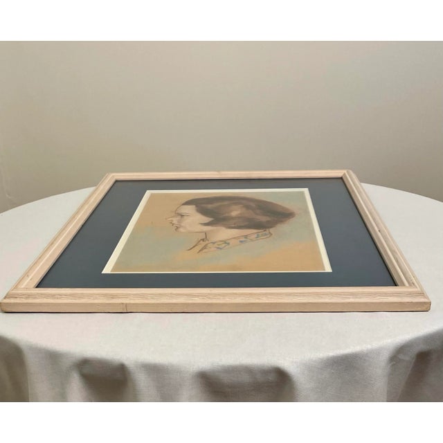 1950s Mid Century Modern Female Framed Original Pastel Portrait For Sale - Image 5 of 12