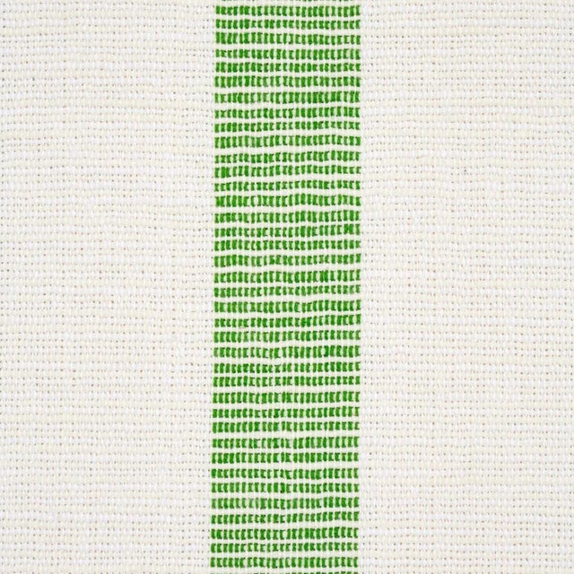 Contemporary Sample - Schumacher Ketley Performance Stripe Fabric in Green For Sale - Image 3 of 4