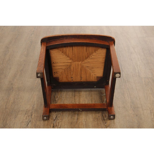 Antique Stickley Brothers Mission Oak Rush Seat Side Chair For Sale - Image 11 of 12
