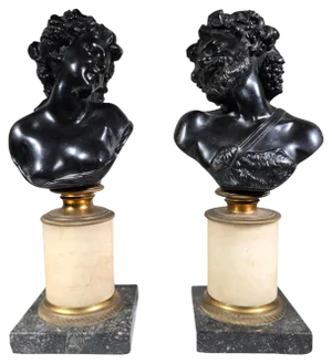 Italian Artist, Busts of Dionysus and Ariadne, 1880s, Bronzes, Set of 2